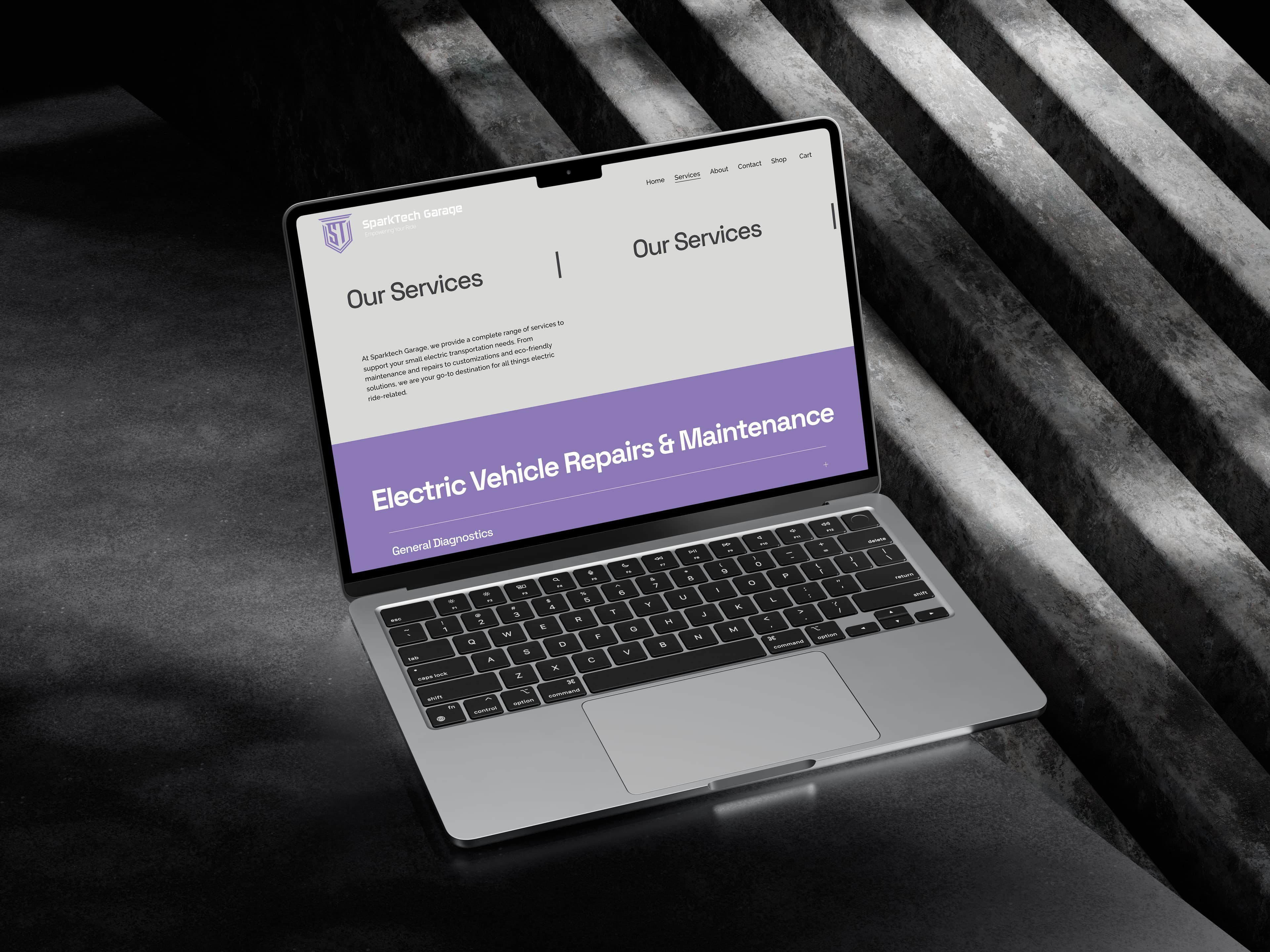 SparkTech Garage website mockup