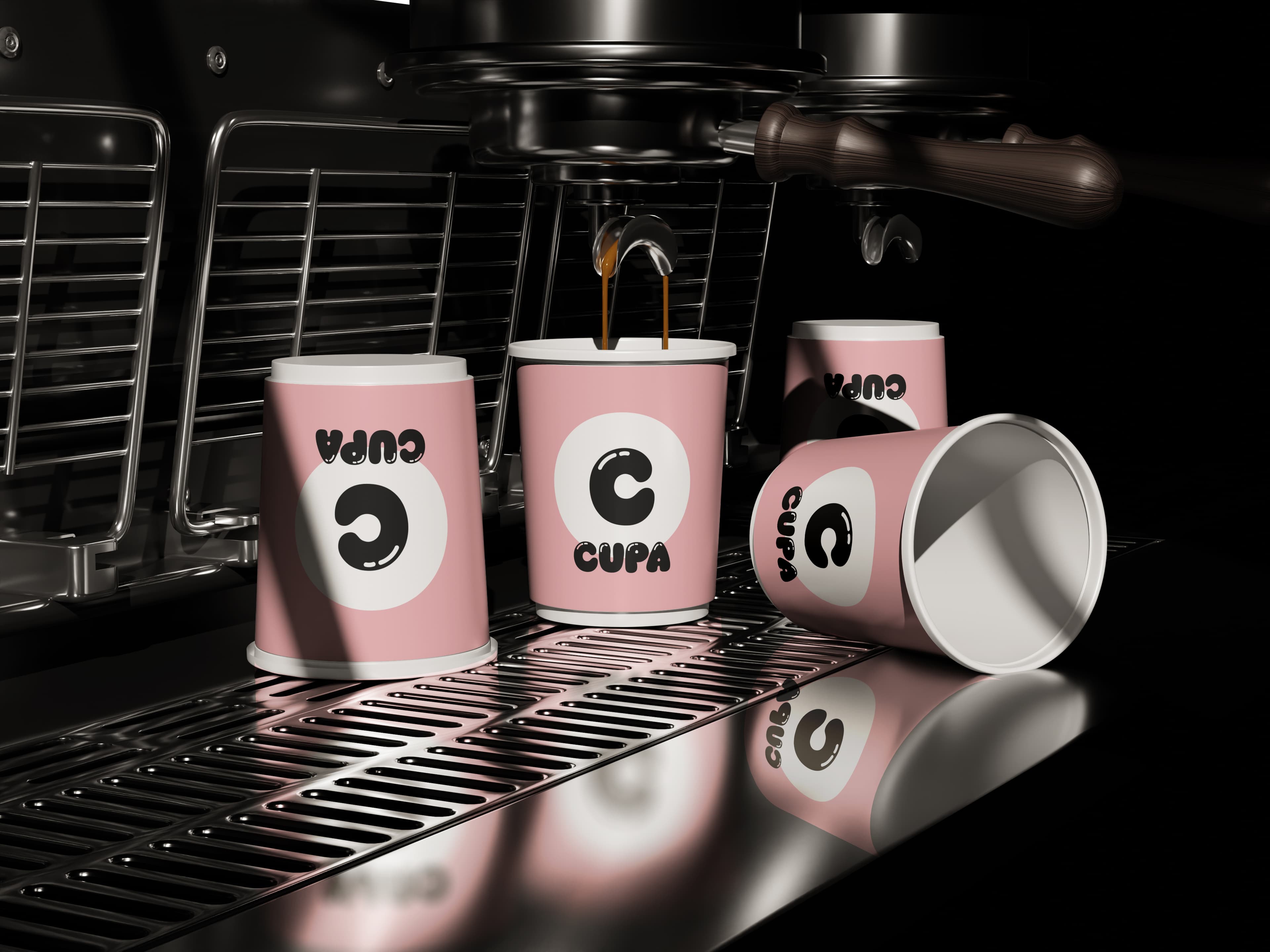 CUPA branded takeaway cups mockup
